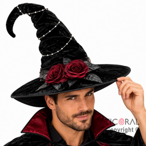 SOMBRERO BRUJA CON ROSAS